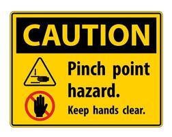 Caution Pinch Point Hazard,Keep Hands Clear Symbol Sign Isolate on White Background,Vector Illustration vector