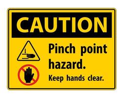 Caution Pinch Point Hazard,Keep Hands Clear Symbol Sign Isolate on White Background,Vector Illustration vector