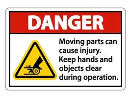 Danger Moving parts can cause injury sign on white background vector