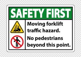 Moving forklift traffic hazard,No pedestrians beyond this point,Symbol Sign Isolate on transparent Background,Vector Illustration vector