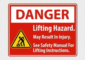 Lifting Hazard,May Result In Injury, See Safety Manual For Lifting Instructions Symbol Sign Isolate on transparent Background,Vector Illustration vector