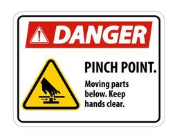 Danger Pinch Point, Moving Parts Below, Keep Hands Clear Symbol Sign Isolate on White Background,Vector Illustration EPS.10 vector