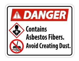 Danger Label Contains Asbestos Fibers,Avoid Creating Dust vector