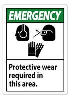 Emergency Sign Wear Protective Equipment In This Area With PPE Symbols vector