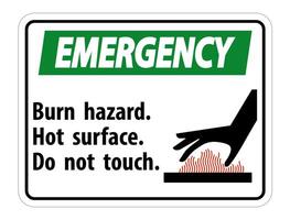 Emergency Burn hazard,Hot surface,Do not touch Symbol Sign Isolate on White Background,Vector Illustration vector