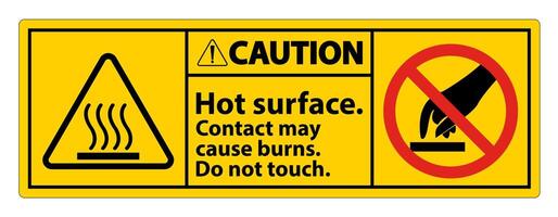 Caution Hot Surface Do Not Touch Symbol Sign Isolate on White Background,Vector Illustration vector