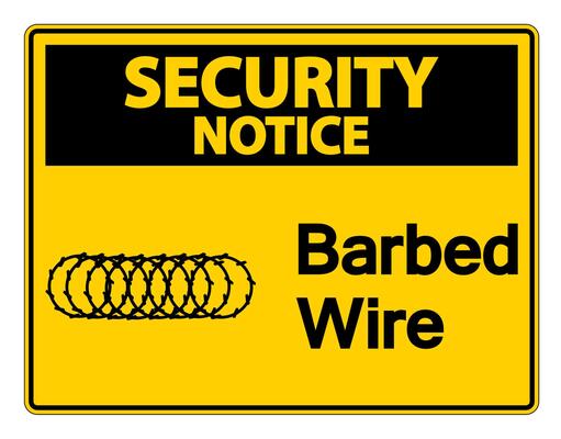 Security notice Barbed Wire Symbol Sign on white background