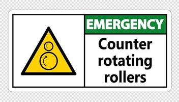 Emergency counter rotating rollers sign on transparent background vector