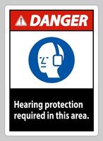 Danger PPE Sign Hearing Protection Required In This Area with Symbol vector