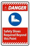 Danger Sign Safety Shoes Required Beyond This Point vector