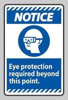 señal de aviso se requiere protección ocular más allá de este punto vector