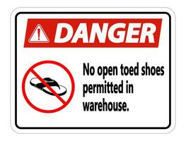 Danger No Open Toed Shoes Sign on white background vector