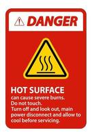 Danger Hot surface sign on white background vector