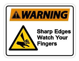 Waring Sharp Edges Watch Your Fingers Symbol Sign on white background vector