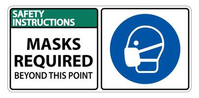 Safety Instructions Masks Required Beyond This Point Sign Isolate On White Background,Vector Illustration EPS.10 vector