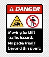 Moving forklift traffic hazard,No pedestrians beyond this point,Symbol Sign Isolate on transparent Background,Vector Illustration vector