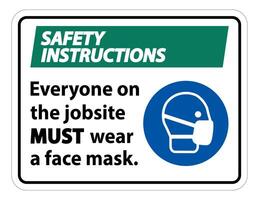 Safety Instructions Wear A Face Mask Sign Isolate On White Background vector