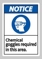 Notice Sign Chemical Goggles Required In This Area vector