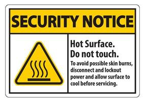 Hot Surface, Do Not Touch, To Avoid Possible Skin Burns, Disconnect And Lockout Power And Allow Surface To Cool Before Servicing Symbol Sign Isolate On White Background,Vector Illustration vector