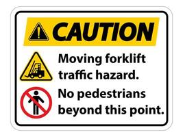 Moving forklift traffic hazard,No pedestrians beyond this point,Symbol Sign Isolate on White Background,Vector Illustration vector