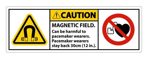 Caution Magnetic field can be harmful to pacemaker wearers.pacemaker wearers.stay back 30cm vector