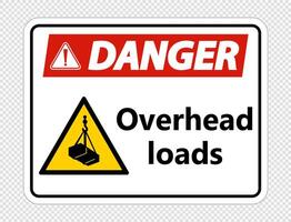 Danger overhead loads Sign on transparent background vector