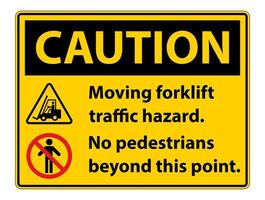 Moving forklift traffic hazard,No pedestrians beyond this point,Symbol Sign Isolate on White Background,Vector Illustration vector