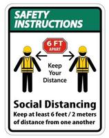 Safety Instructions Social Distancing Construction Sign Isolate On White Background,Vector Illustration EPS.10 vector