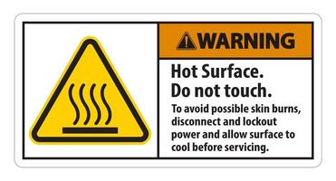 Hot Surface, Do Not Touch, To Avoid Possible Skin Burns, Disconnect And Lockout Power And Allow Surface To Cool Before Servicing Symbol Sign Isolate On White Background,Vector Illustration vector