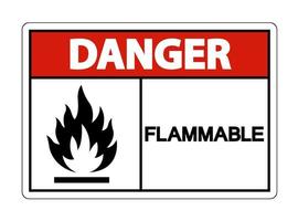 Signo de símbolo de peligro inflamable sobre fondo blanco.