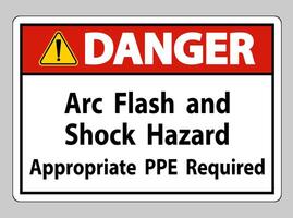 Danger Sign Arc Flash And Shock Hazard Appropriate PPE Required vector