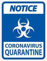 Notice Coronavirus Quarantine Sign Isolated On White Background,Vector Illustration EPS.10 vector