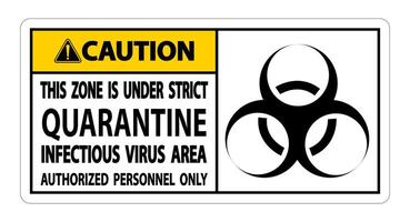 Caution Quarantine Infectious Virus Area Sign Isolate On White Background,Vector Illustration EPS.10 vector