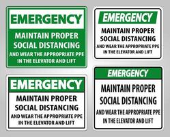 Emergency Maintain Proper Social Distancing Sign Isolate On White Background,Vector Illustration EPS.10 vector