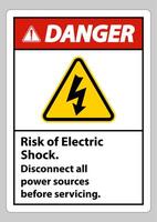 peligro, riesgo, de, descarga eléctrica, símbolo, señal, aislar, blanco, plano de fondo vector