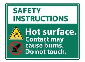 Safety Hot Surface Do Not Touch Symbol Sign Isolate on White Background,Vector Illustration vector