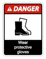 Danger Wear protective footwear sign on transparent background vector