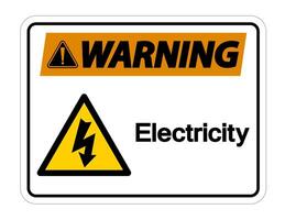 Warning Electricity Symbol Sign on white background vector