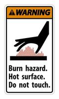 Warning Burn hazard,Hot surface,Do not touch Symbol Sign Isolate on White Background,Vector Illustration vector