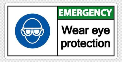 Emergency Wear eye protection on transparent background vector