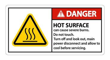 Danger Hot surface sign on white background vector