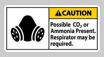 Caution PPE Sign Possible Co2 Or Ammonia Present, Respirator May Be Required vector