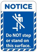 Notice sign do not step or stand on this surface. vector