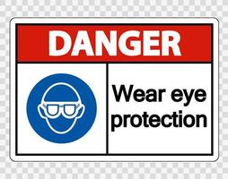 peligro, use protección para los ojos sobre fondo transparente vector