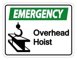 Signo de símbolo de polipasto aéreo de emergencia sobre fondo blanco. vector
