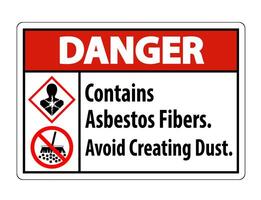 Danger Label Contains Asbestos Fibers,Avoid Creating Dust vector