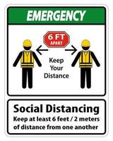 Emergency Social Distancing Construction Sign Isolate On White Background,Vector Illustration EPS.10 vector