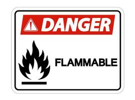 Danger Flammable Symbol Sign on white background vector