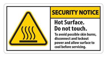 Hot Surface, Do Not Touch, To Avoid Possible Skin Burns, Disconnect And Lockout Power And Allow Surface To Cool Before Servicing Symbol Sign Isolate On White Background,Vector Illustration vector