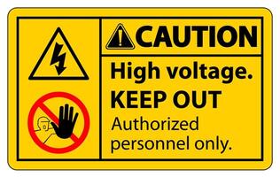 Caution High Voltage Keep Out Sign Isolate On White Background,Vector Illustration EPS.10 vector